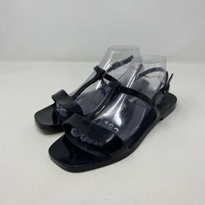 Melissa Sandals Womens Size 10 Black Jelly T-Strap Slingback Square Toe Vegan